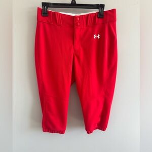 Under Armour Ladies Bright Red Softball pants size medium.